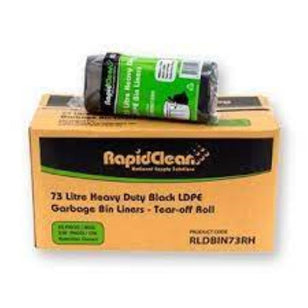 RAPID CLEAN GARBAGE BAG BLACK HEAVY DUTY 73LTR CTN (250)