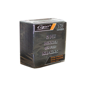 CAPRI DINNER NAPKIN BLACK 2PLY QTR FOLD (125)