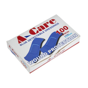 ACARE BLUE DETECTABLE PLASTERS STANDARD 75 X 25MM 100PK