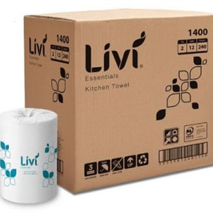 LIVI ESSENTIALS KITCHEN ROLL TOWEL 2PLY 240 SHEET CTN (12)
