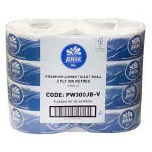 PURE JUMBO TOILET ROLL 2PLY 300M CTN (8)
