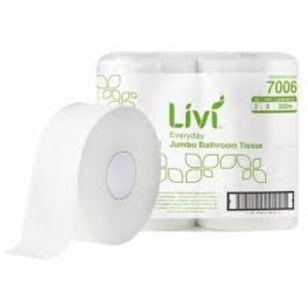 LIVI BASICS JUMBO TOILET ROLL 2PLY 300M CTN (8)