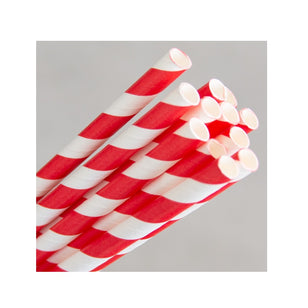 ECO PAPER REGULAR STRAWS RED/WHITE STRIPE (250)