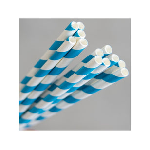 ECO PAPER REGULAR STRAWS BLUE/WHITE STRIPE (250)