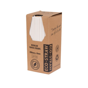ECO PAPER REGULAR STRAWS PLAIN WHITE (250)