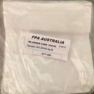 FPA PAPER BAG WHITE 2 FLAT SQUARE STRUNG 210x203MM (500)