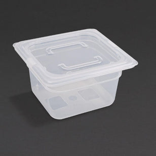 POLY GASTRONORM PAN 1/6 100MM W/LID 4PK