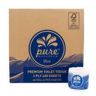 PURE BLUE TOILET ROLL 2PLY 400 SHEET CTN (48)