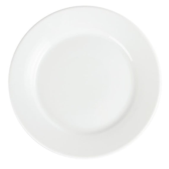 OLYMPIA WIDE RIMMED PLATE WHITE 25CM BOX (12)