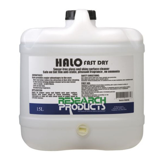 RESEARCH HALO FAST DRY GLASS CLEANER 15LTR